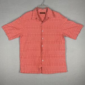 Tori Richard Honolulu Hawaiian Shirt Mens Large Red Print Pocket Silk Blend